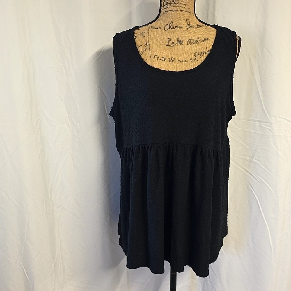 Chic Soul Womens sz 2X Tank Top Black Swiss Dot Scoop Neck Grunge WhimsiGoth